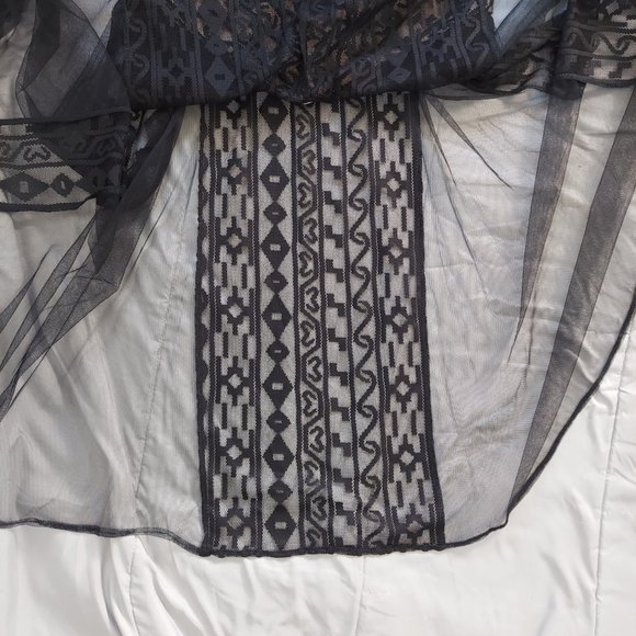 Luxxel Floor length Body Con Low cut, Sheer Evening Gown, Black, Small - Picture 7 of 16